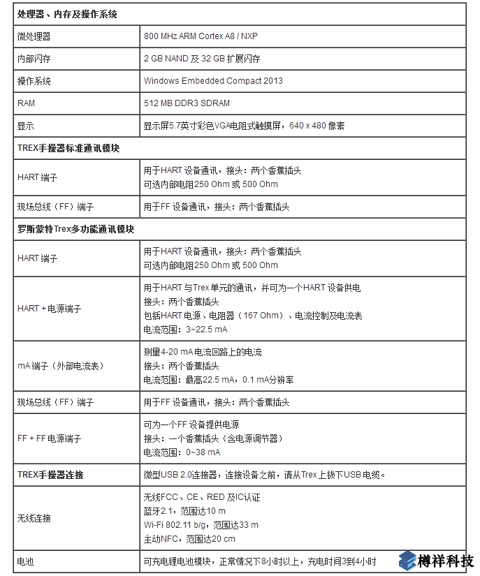 艾默生羅斯蒙特Trex手操器規(guī)格參數(shù)